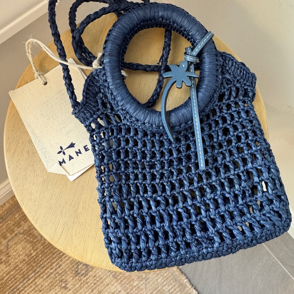 Navy Woven Tote Bag